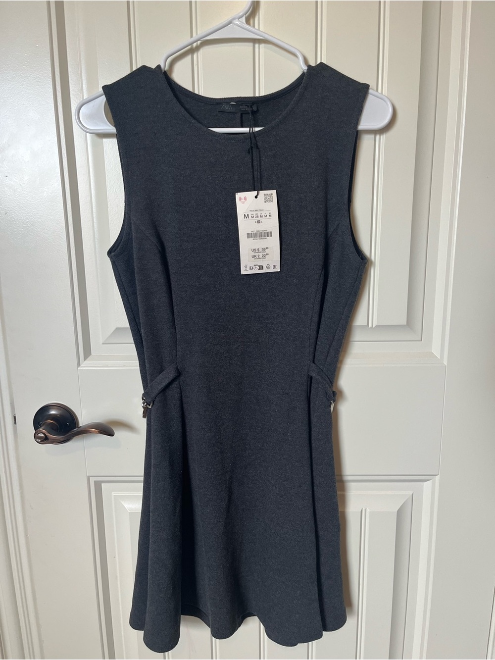 Zara Sleeveless Dark Gray Mini Fit-and-Flare Dress